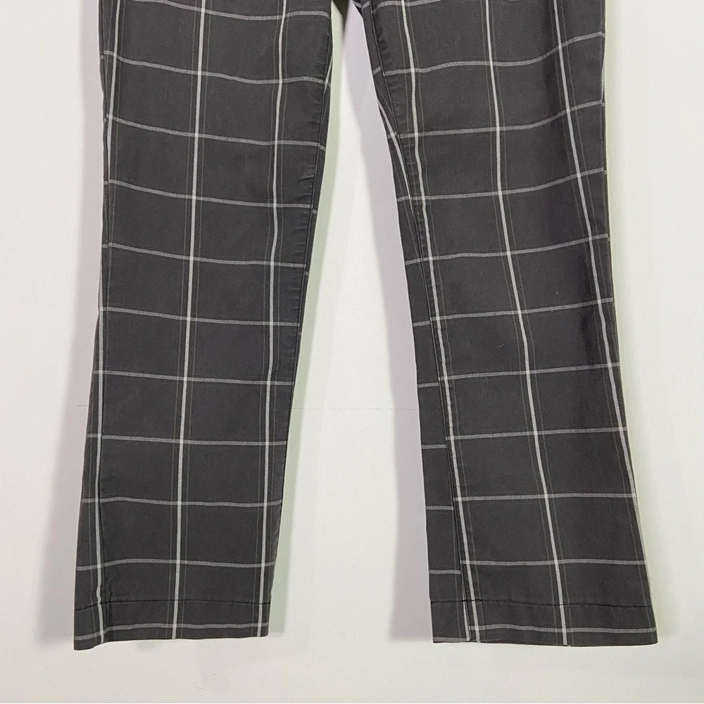 Free People Black White Windowpane Plaid High Rise Straight Leg Trouser Pants